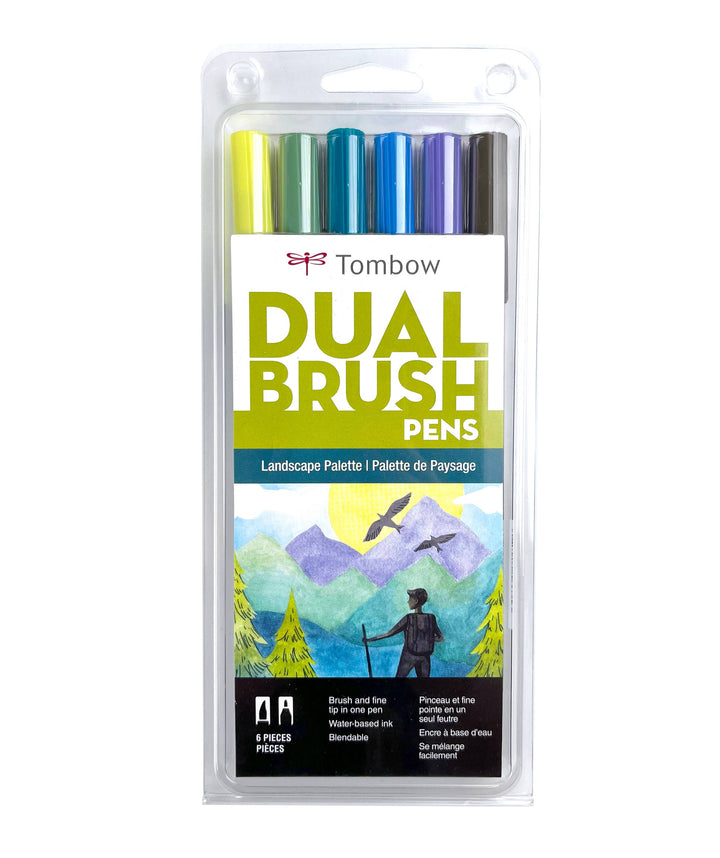 Dual Brush Pen Art Markers, Landscape, 6-Pack