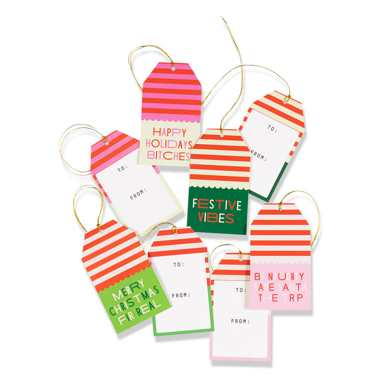 GIFT TAG S/8 - SCALLOP STRIPE