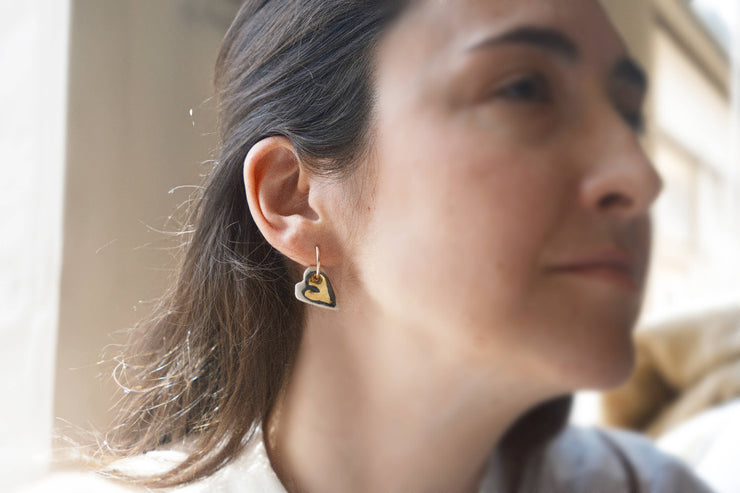 Mismatched Heart + eye earrings