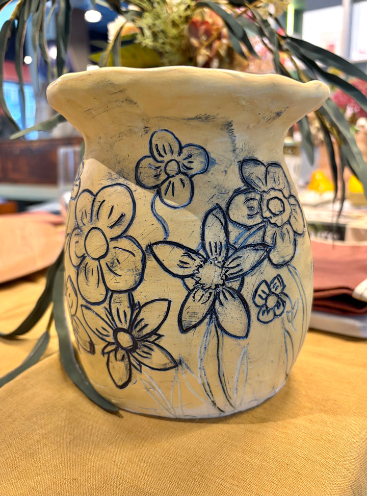Long Stem Floral Pastel Yellow Vase