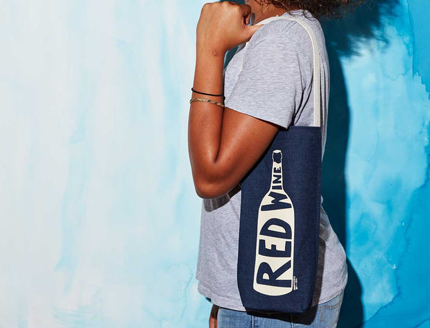 Red Single Wine Totes: Natural