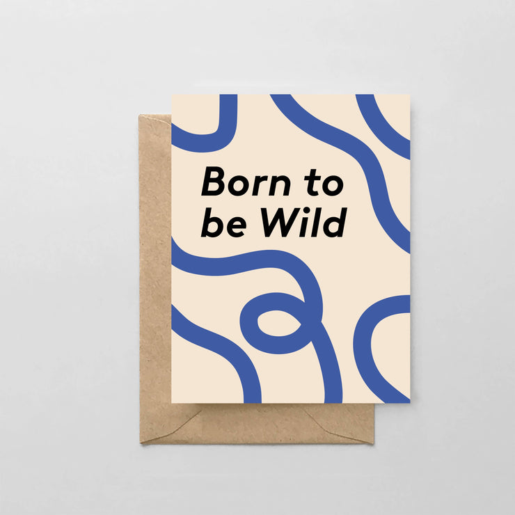 Born to be Wild Blue & Beige Swirls -  Greeting Card