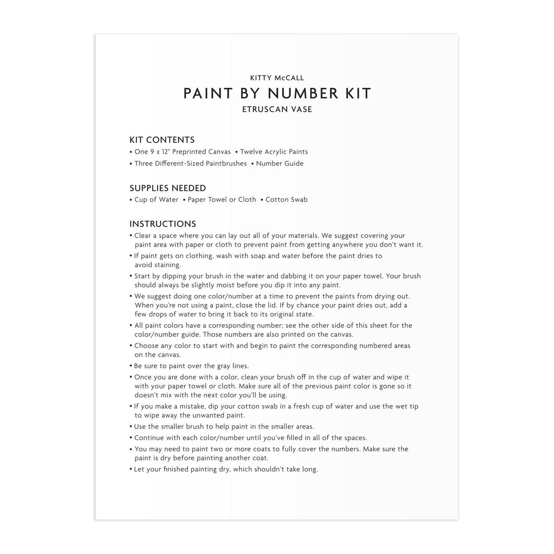 Kitty McCall Etruscan Vase 9 x 12" Paint by Number Kit