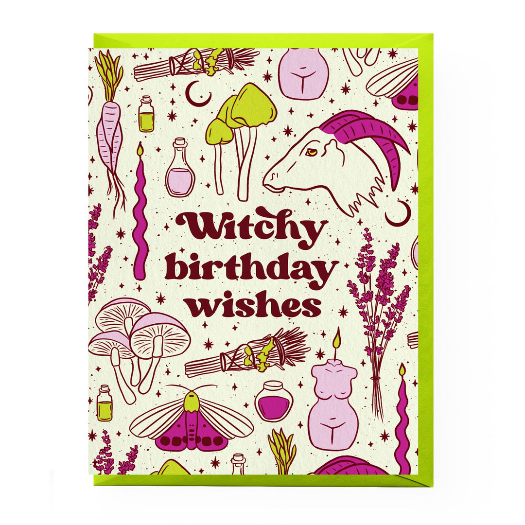 Witchy Birthday Card: Clear sleeve