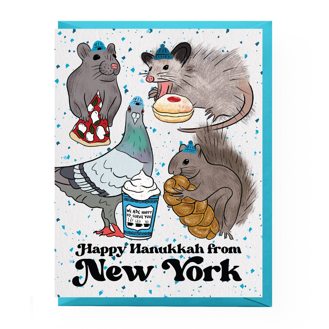 NYC Animal Hanukkah Card: Single card