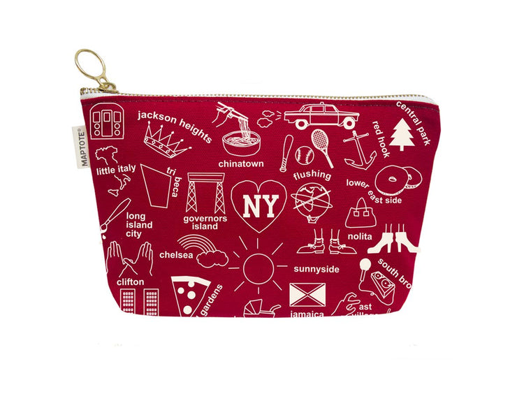 New York City Zipped Pouch: Red