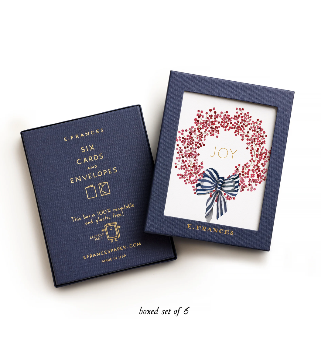 Red Berry Wreath | Joy Christmas Cards (Boxed Set of 6)