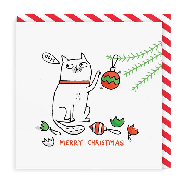 Oops Cat Merry Christmas Greeting Card