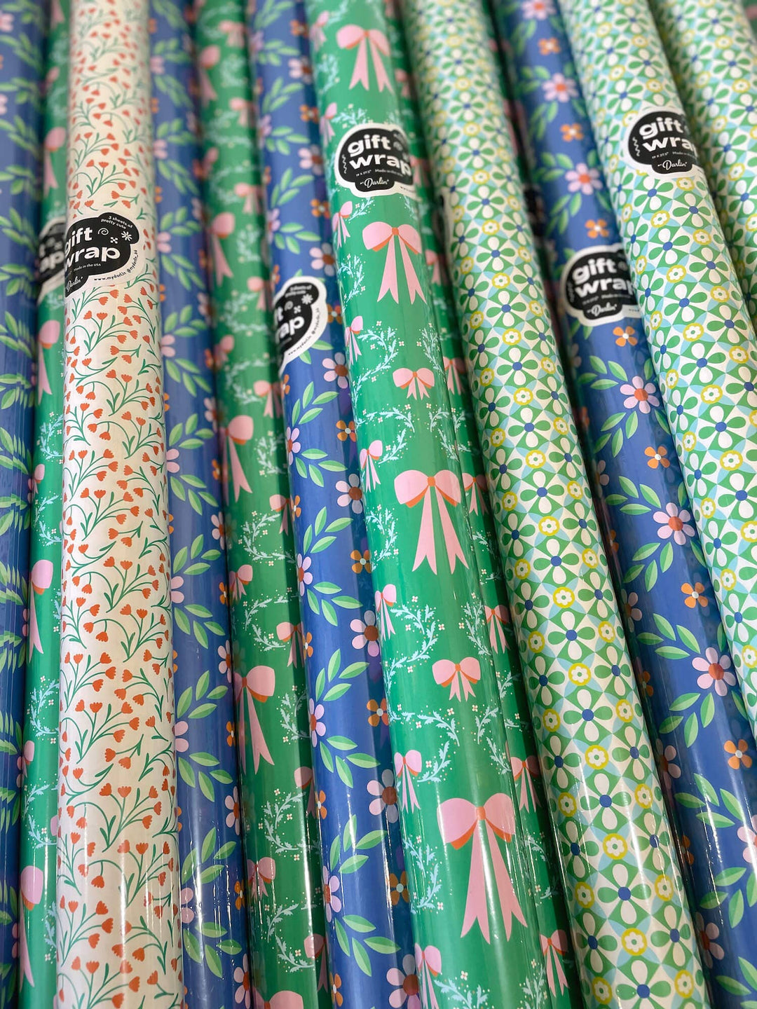 Coquette Christmas (Green) • Holly and Bows Wrapping Paper