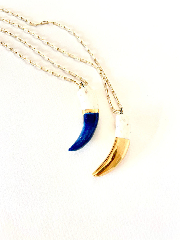 Shark tooth necklace: Medium blue