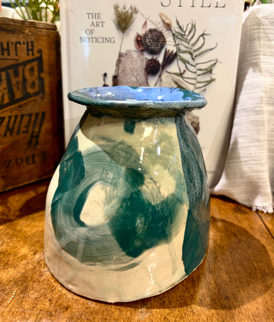 Dark Teal Abstract Vase