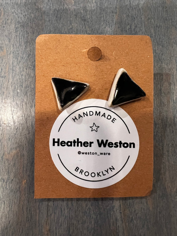 Black triangle ceramic earrings