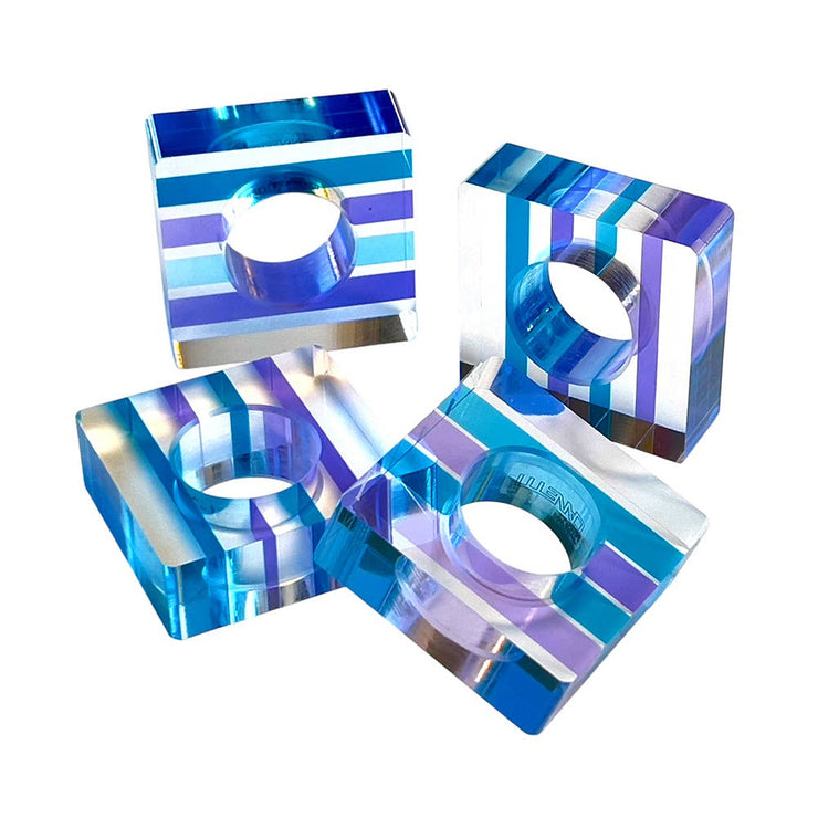 Napkin Rings - Set of 4: Purple-Blue / Square