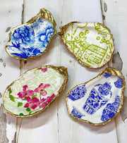 Blue Flowers Oyster Trinket Dish