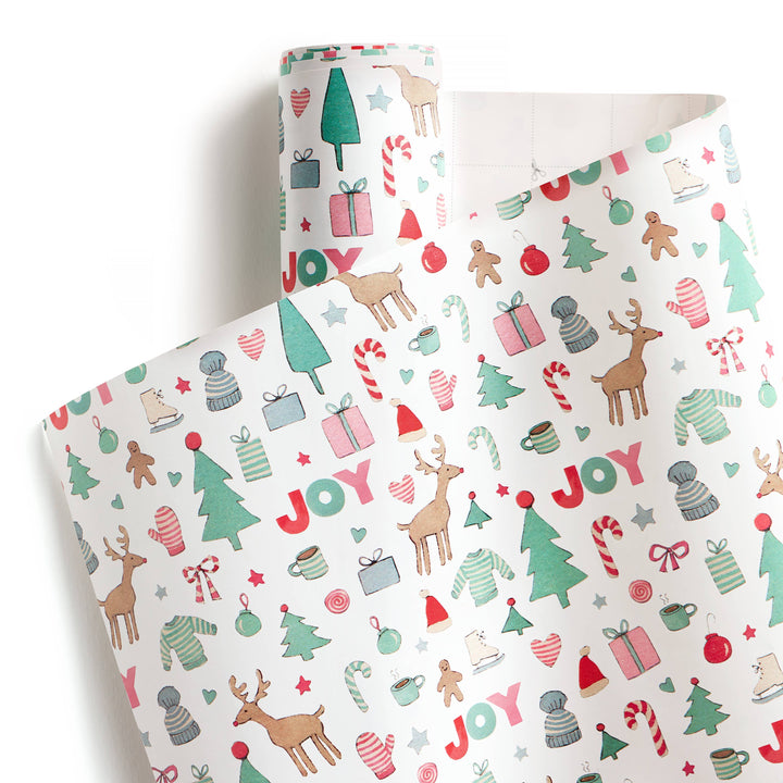 Merry Motif Roll of Gift Wrap | Holiday Wrapping Paper