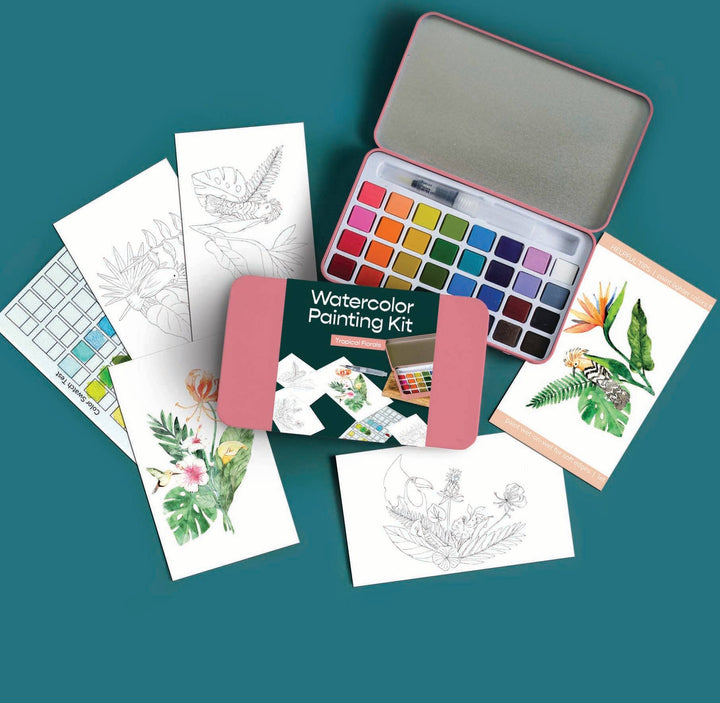 Tropical Florals Watercolor Paint Set