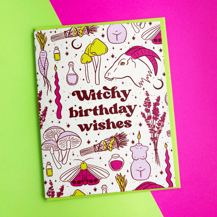 Witchy Birthday Card: Clear sleeve