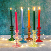 Dark Green Glass Candlestick Holder