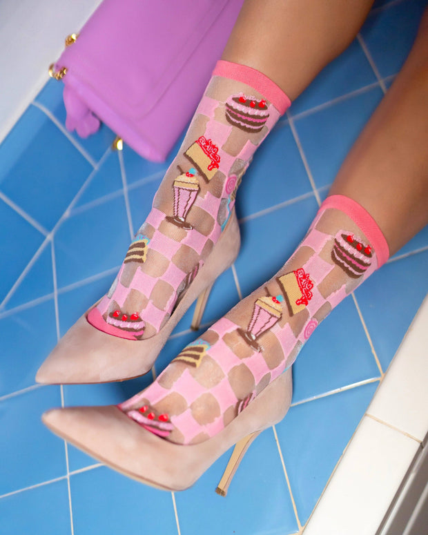 Retro Sweets Sheer Crew Sock