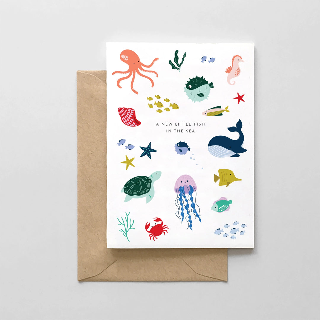 A New Little Fish in the Sea - New Baby Card