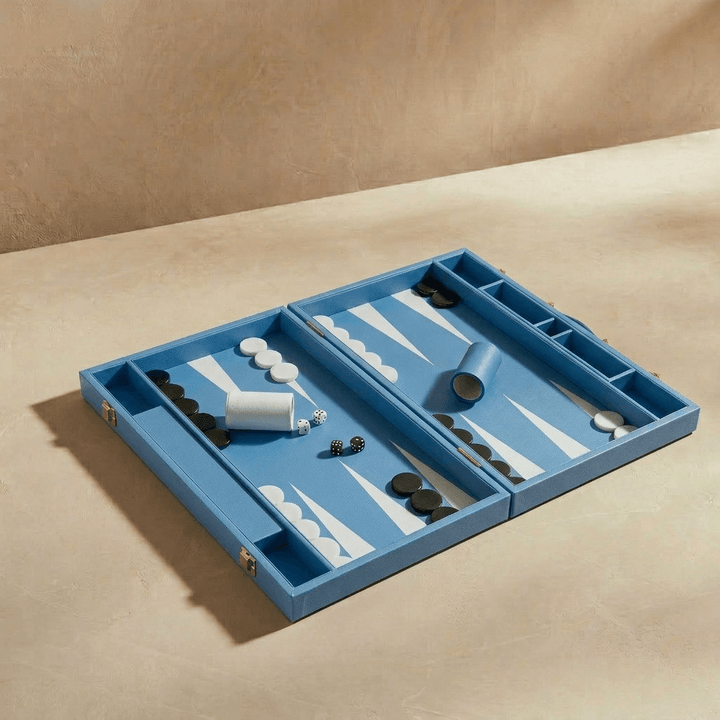 Leather Backgammon Set - Blue And Black