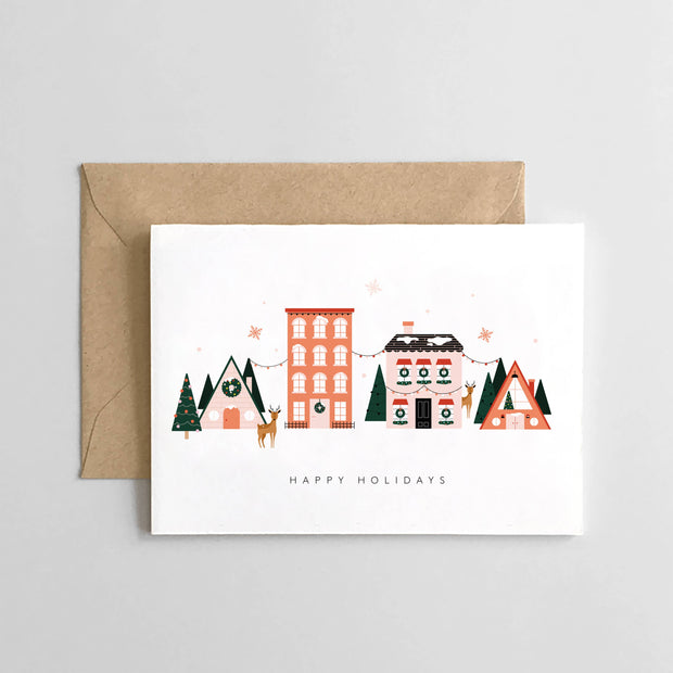 Happy Holidays - Mini Christmas Village Card