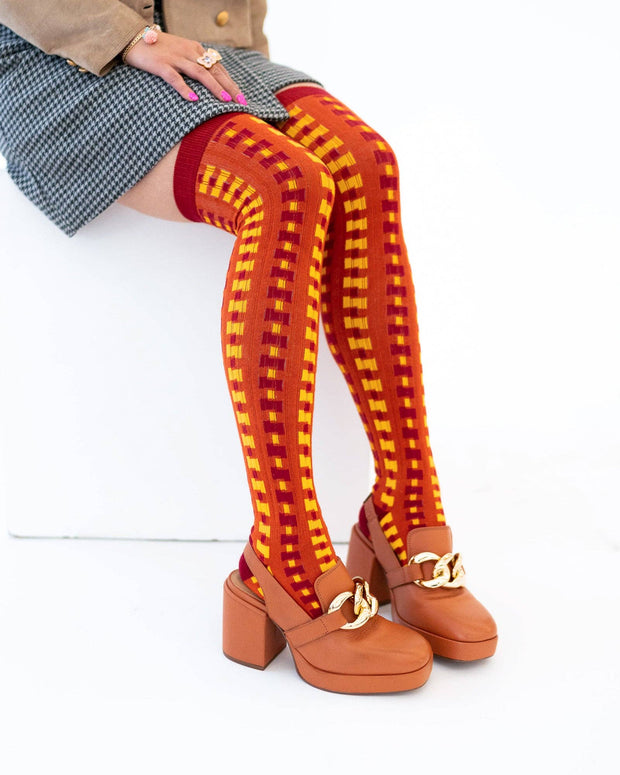 Interlocking Plaid Knee High Sock