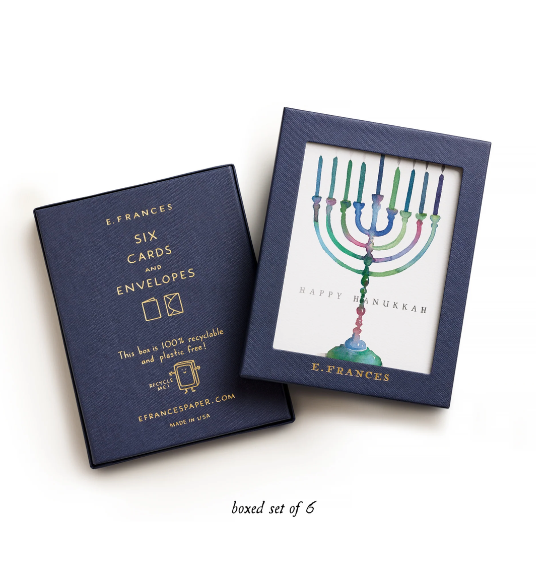 Colorful Menorah Hanukkah Greeting Card Boxed Set, Set of 6