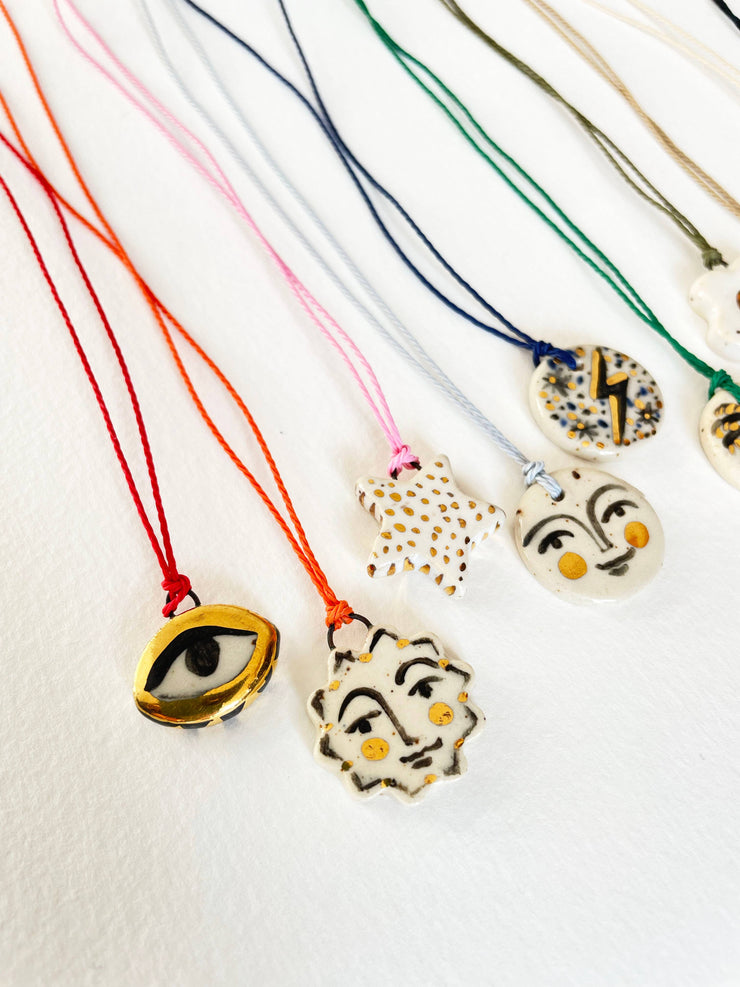 Charm Necklace: Black / Not so evil eye