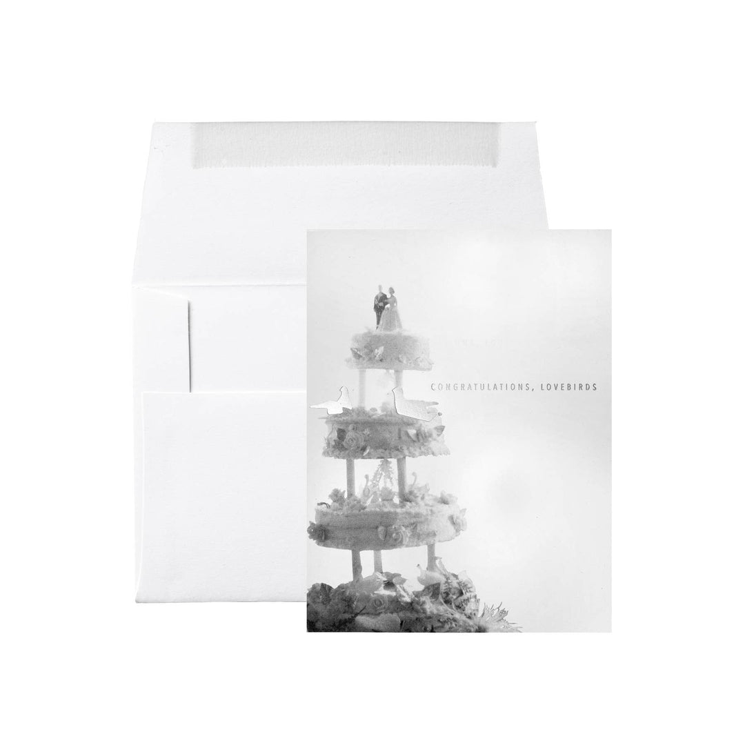Wedding Cake Foil Stamped Congratulations, Lovebirds Card