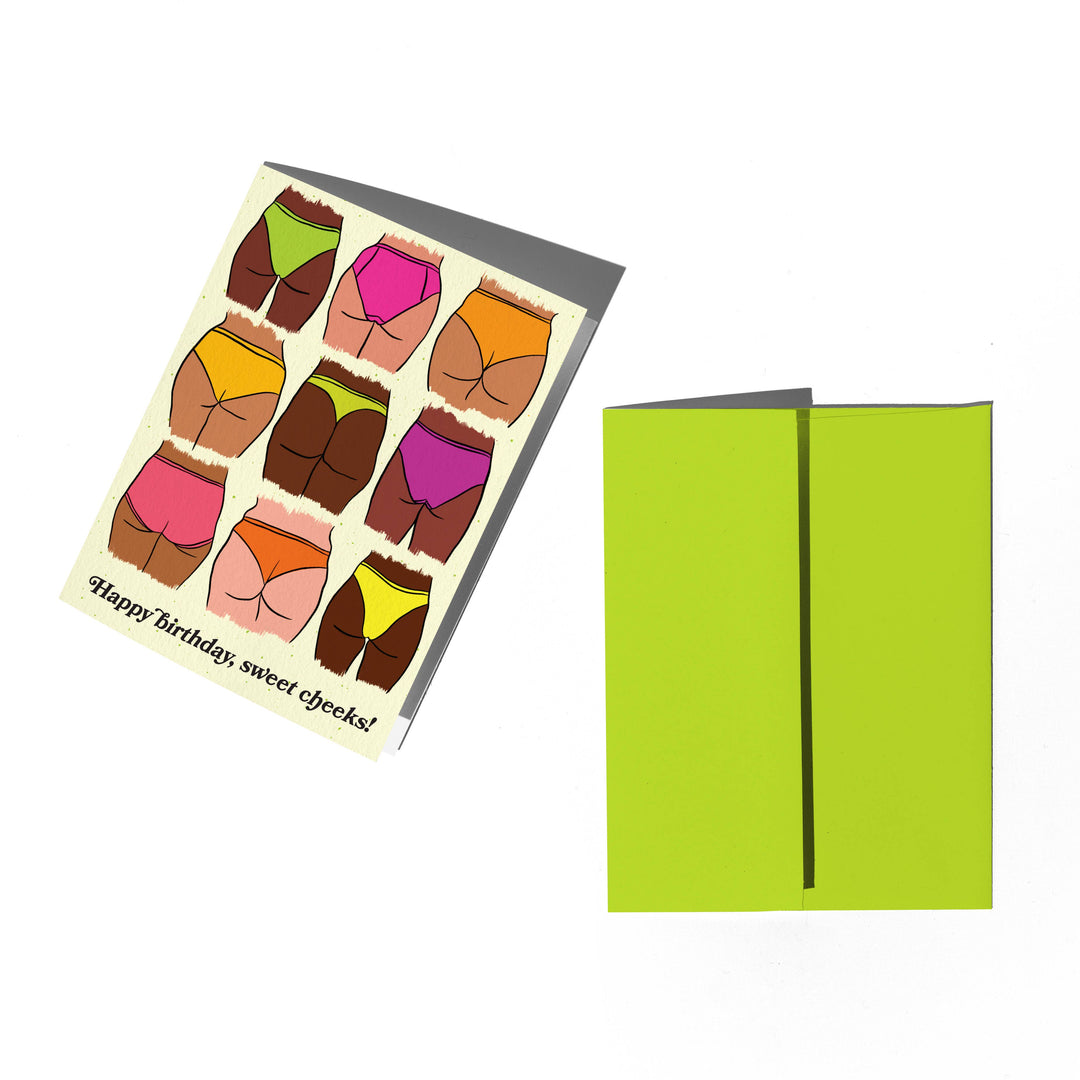 Sweet Cheeks Butt Birthday Card: Clear sleeve