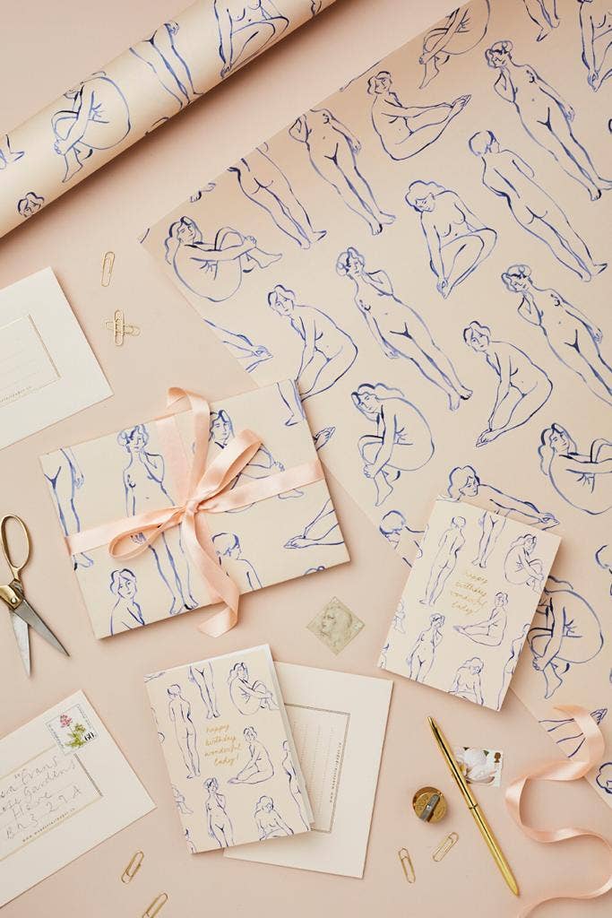 Blue Nudes Patterned Paper