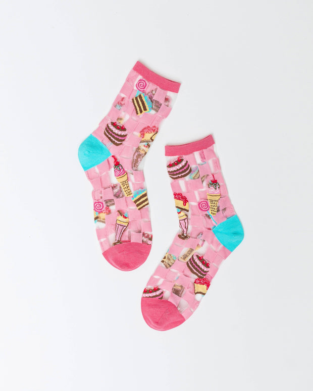 Retro Sweets Sheer Crew Sock