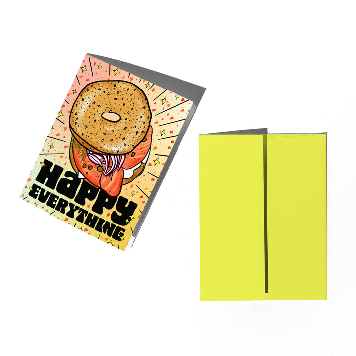 Happy Everything Bagel Holiday Card: Single card