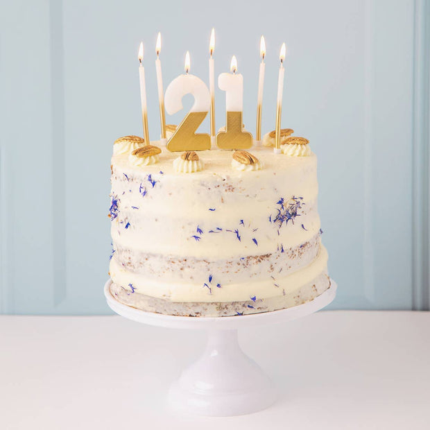 White & Gold Birthday Cake Candles