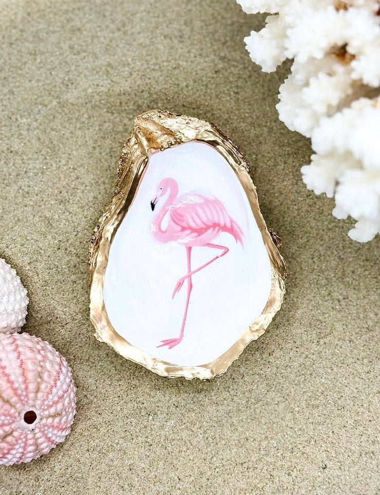 Single Flamingo Oyster Trinket Dish