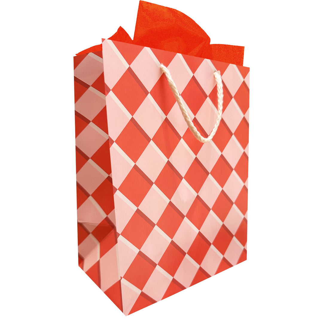 Graphic Checker Tangy Red Gift Bag
