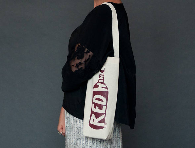 Red Single Wine Totes: Natural