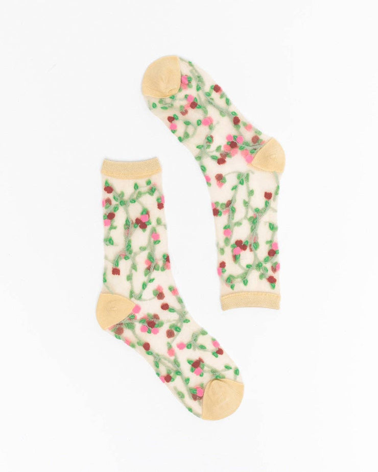 Sheer Rosettes Crew Sock