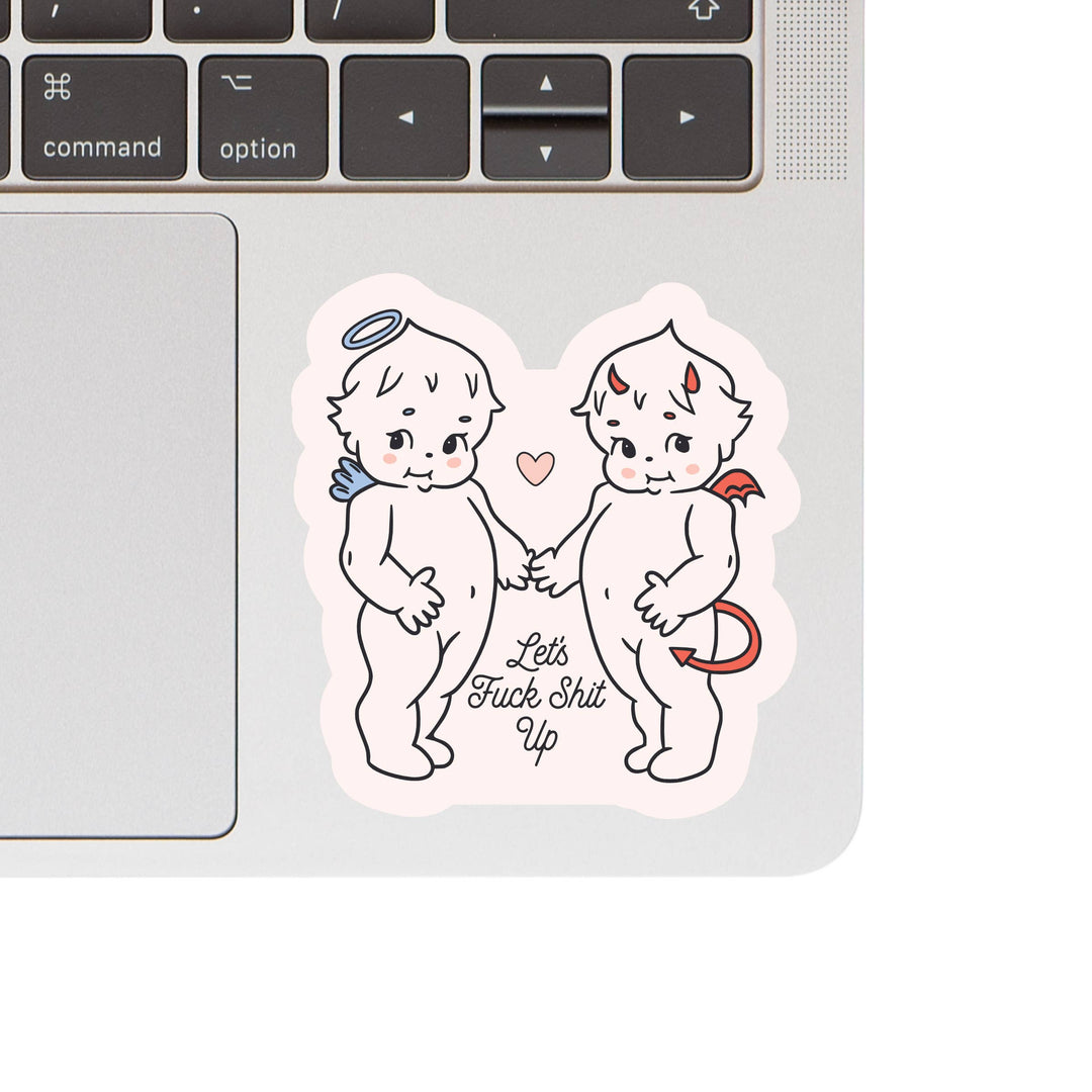 Angel Devil Cute Swear High Quality Vinyl Sticker