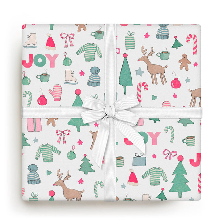Merry Motif Roll of Gift Wrap | Holiday Wrapping Paper