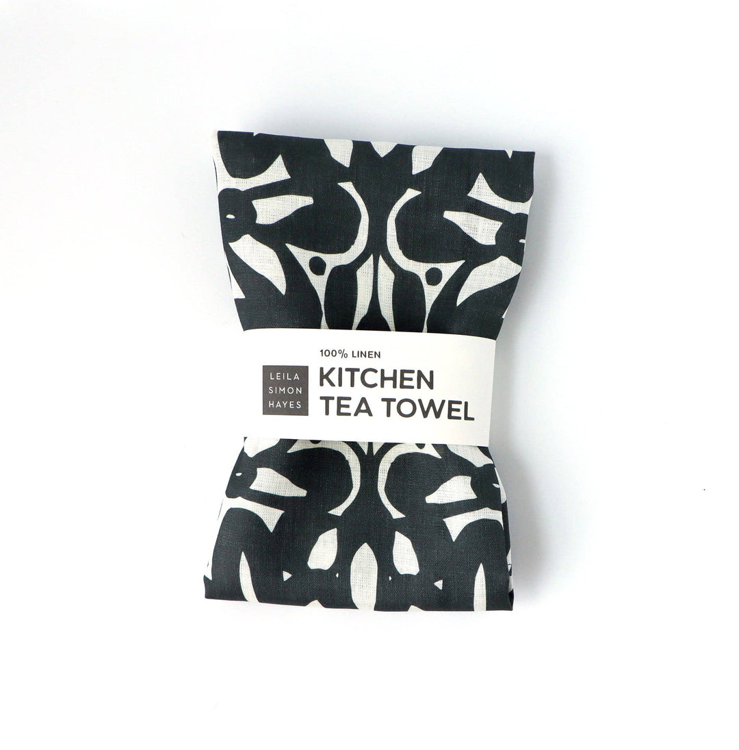 Trellis Tea Towel, black