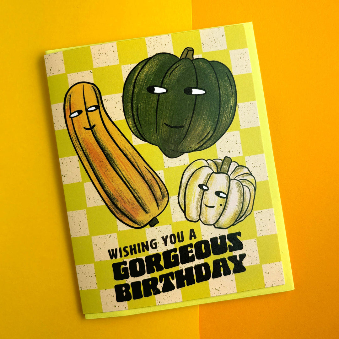Gourd Fall Birthday Card: Clear sleeve