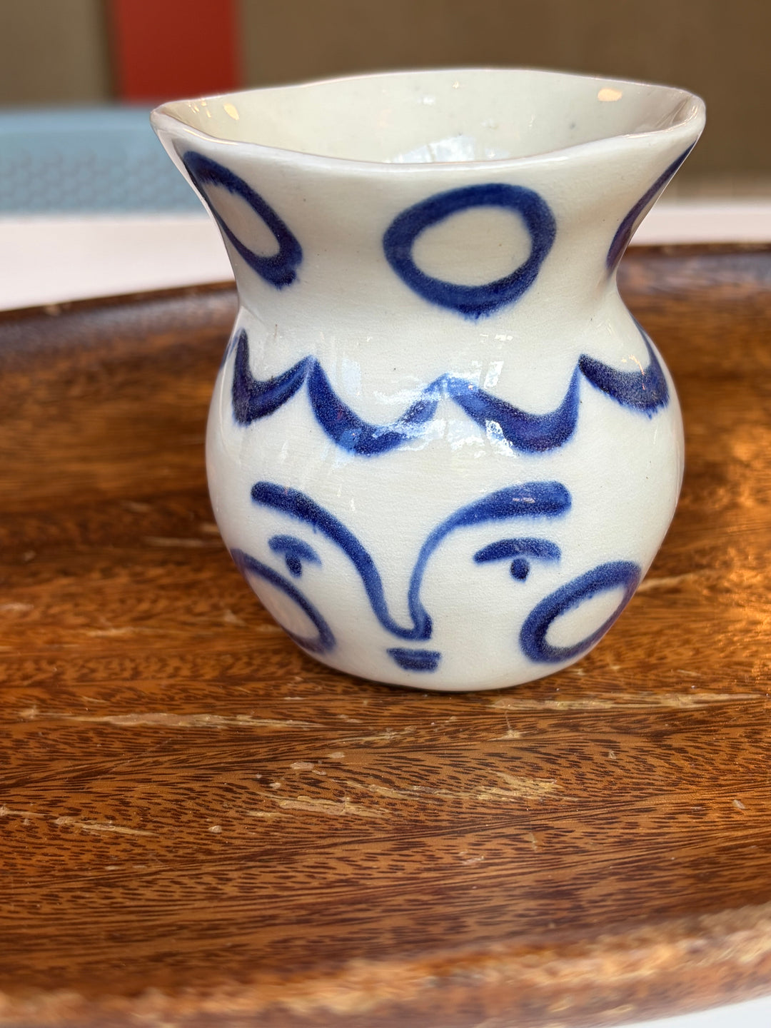 Painted Blue Face Bud Vases - Satchiko Ceramics