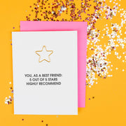 You As a Friend 5 Stars - Star Paper Clip Letterpress Card