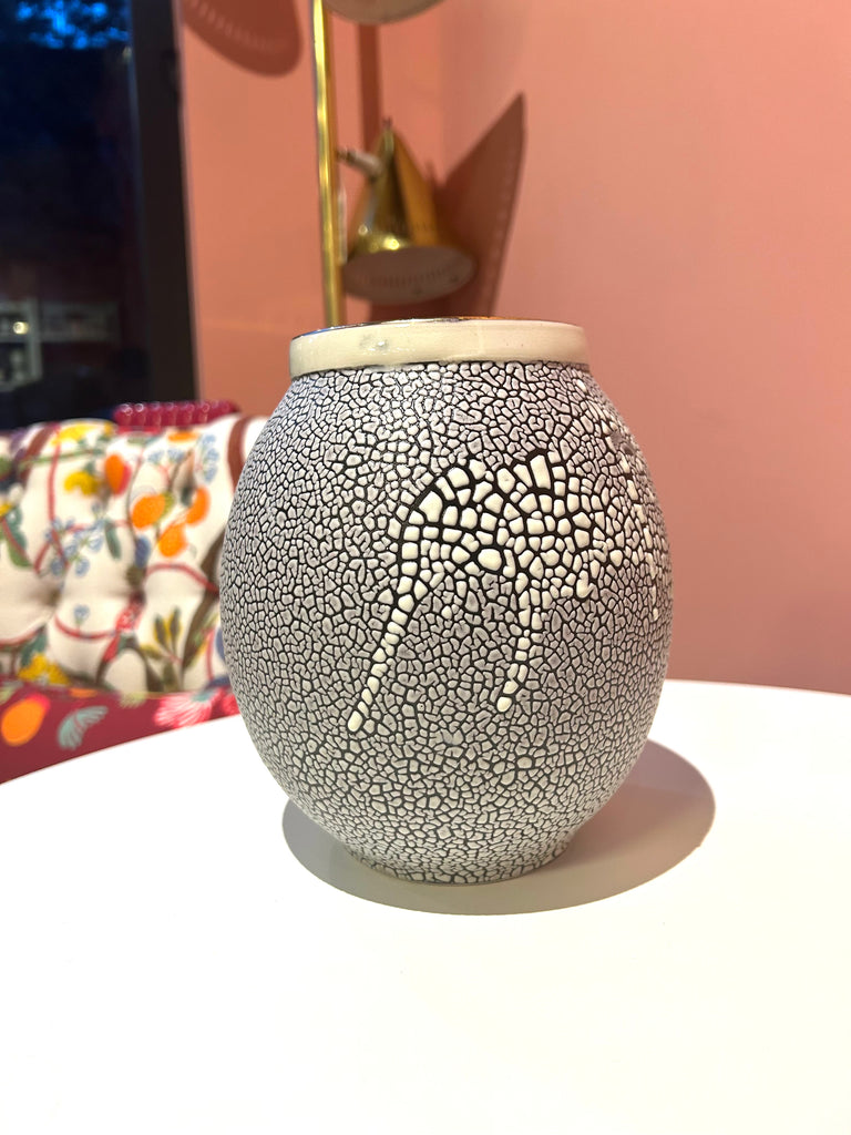 & White Beaded Vase