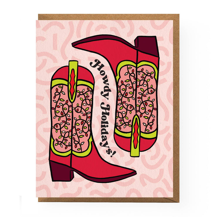 Howdy Holidays Cowboy Boot Card: Single card