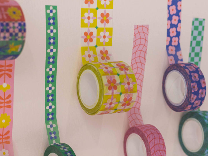 Pink wavy Grid  15mm • Wavy Grid Washi Tape
