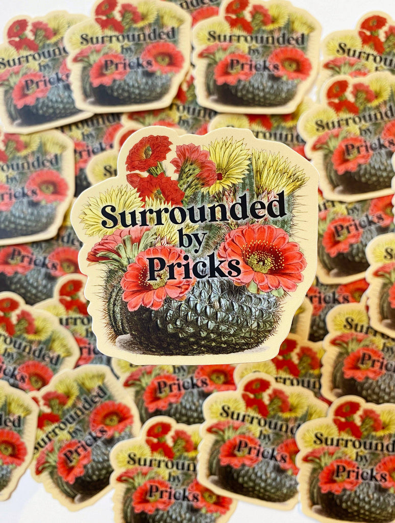 Surrounded Pricks Sticker Funny Cactus Decal