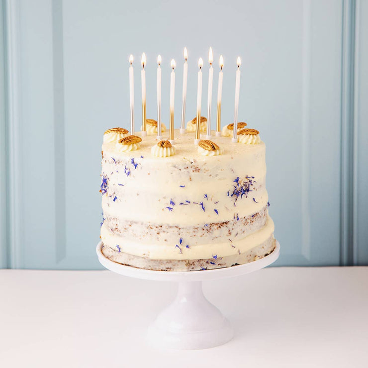 White & Gold Birthday Cake Candles